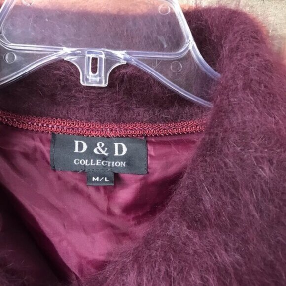 D & D Vintage Angora Cardigan Sweater Coat Jacket Warm Lined Pockets Soft Coay L - Picture 6 of 16